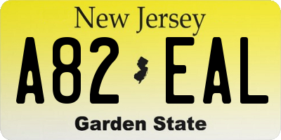 NJ license plate A82EAL