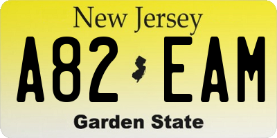 NJ license plate A82EAM