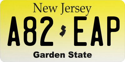 NJ license plate A82EAP