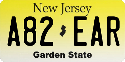 NJ license plate A82EAR