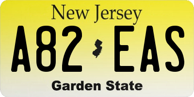 NJ license plate A82EAS