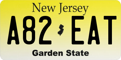 NJ license plate A82EAT