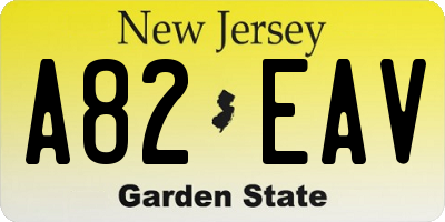 NJ license plate A82EAV