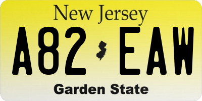 NJ license plate A82EAW