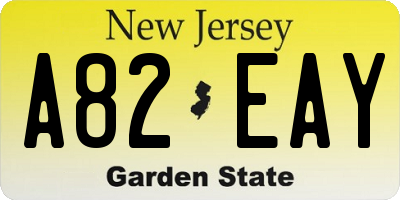 NJ license plate A82EAY