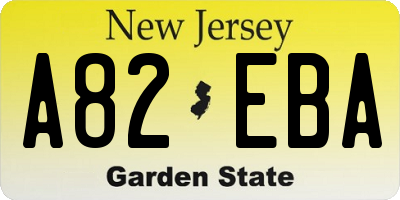 NJ license plate A82EBA