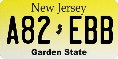NJ license plate A82EBB