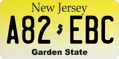 NJ license plate A82EBC