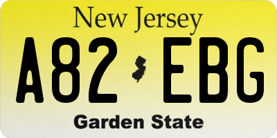 NJ license plate A82EBG