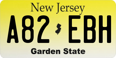 NJ license plate A82EBH