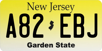 NJ license plate A82EBJ