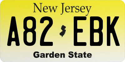NJ license plate A82EBK