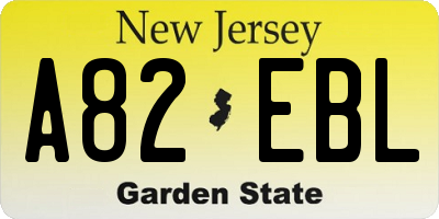 NJ license plate A82EBL