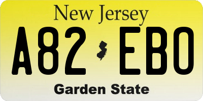 NJ license plate A82EBO