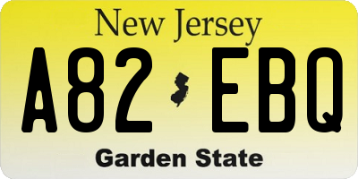 NJ license plate A82EBQ
