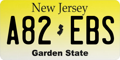 NJ license plate A82EBS