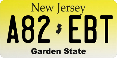 NJ license plate A82EBT