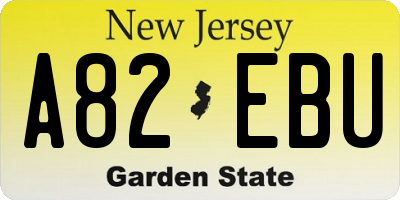 NJ license plate A82EBU