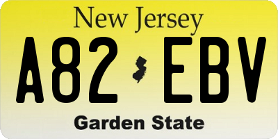 NJ license plate A82EBV