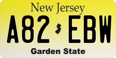 NJ license plate A82EBW
