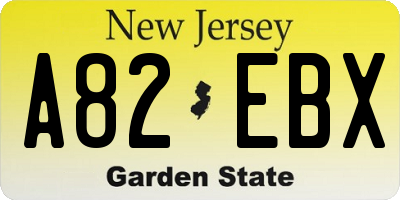 NJ license plate A82EBX