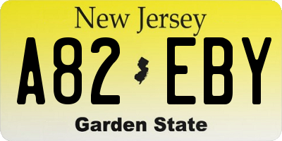 NJ license plate A82EBY