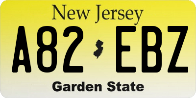 NJ license plate A82EBZ