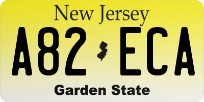 NJ license plate A82ECA