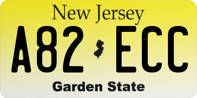 NJ license plate A82ECC