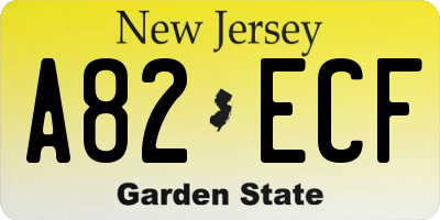 NJ license plate A82ECF
