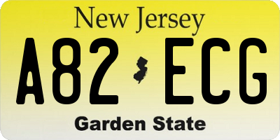 NJ license plate A82ECG
