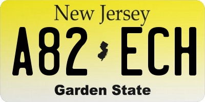 NJ license plate A82ECH