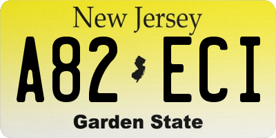 NJ license plate A82ECI