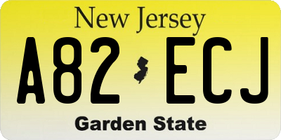 NJ license plate A82ECJ