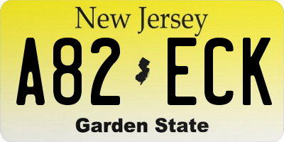 NJ license plate A82ECK
