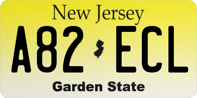NJ license plate A82ECL