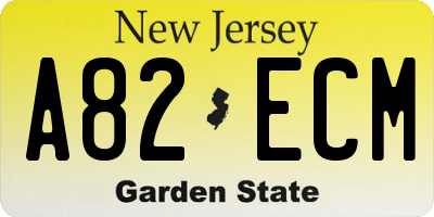 NJ license plate A82ECM