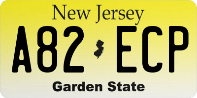 NJ license plate A82ECP
