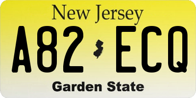 NJ license plate A82ECQ