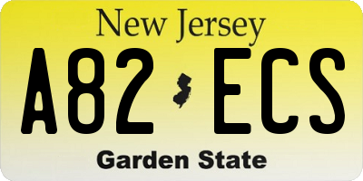 NJ license plate A82ECS