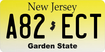 NJ license plate A82ECT