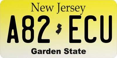 NJ license plate A82ECU