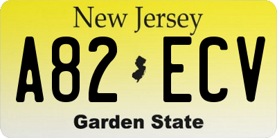 NJ license plate A82ECV