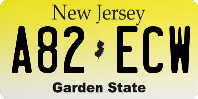 NJ license plate A82ECW