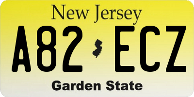 NJ license plate A82ECZ