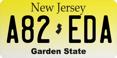 NJ license plate A82EDA