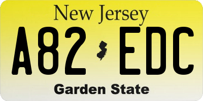 NJ license plate A82EDC