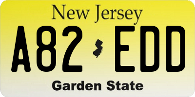 NJ license plate A82EDD