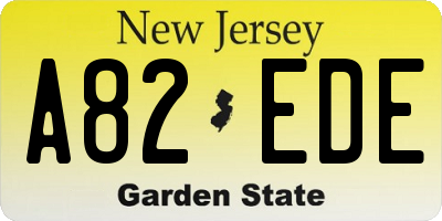 NJ license plate A82EDE