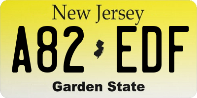 NJ license plate A82EDF